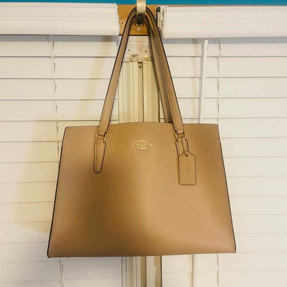 Coach Bag.  large. Khaki color.  Leather.